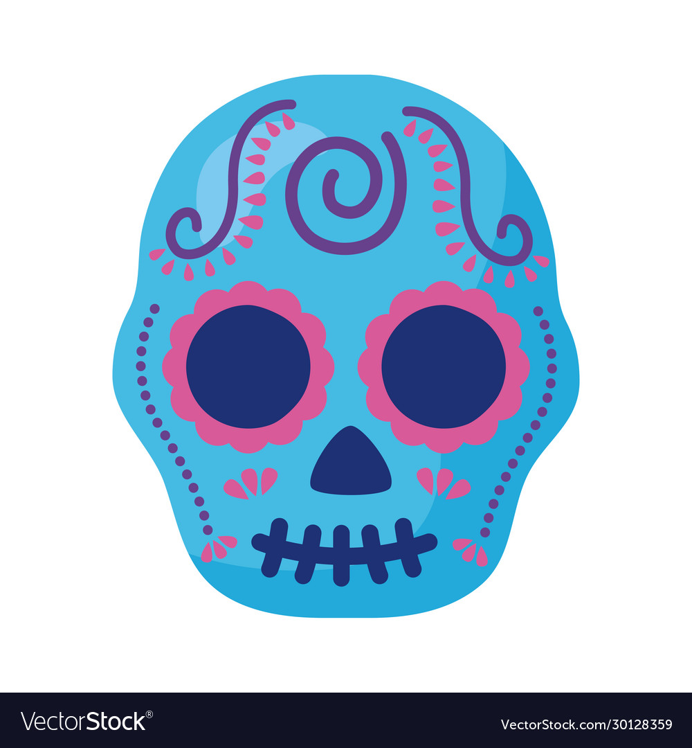 Traditional mexican skull head detaild style Vector Image