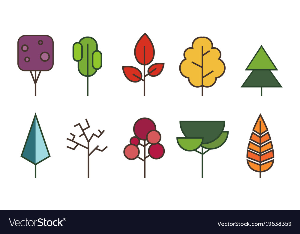Tree flat style on white background color