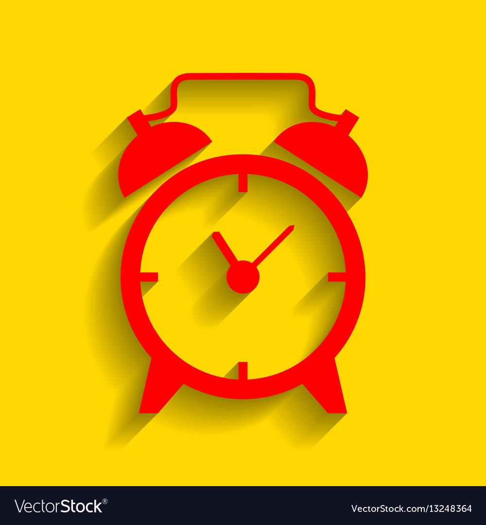 Alarm clock sign red icon with soft