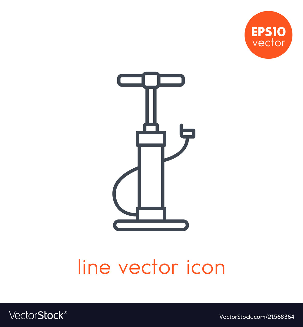 Bicycle pump icon on white linear style