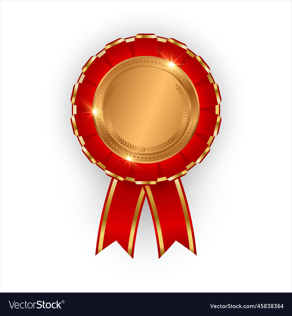 Bronze medal with red ribbon 3d Royalty Free Vector Image