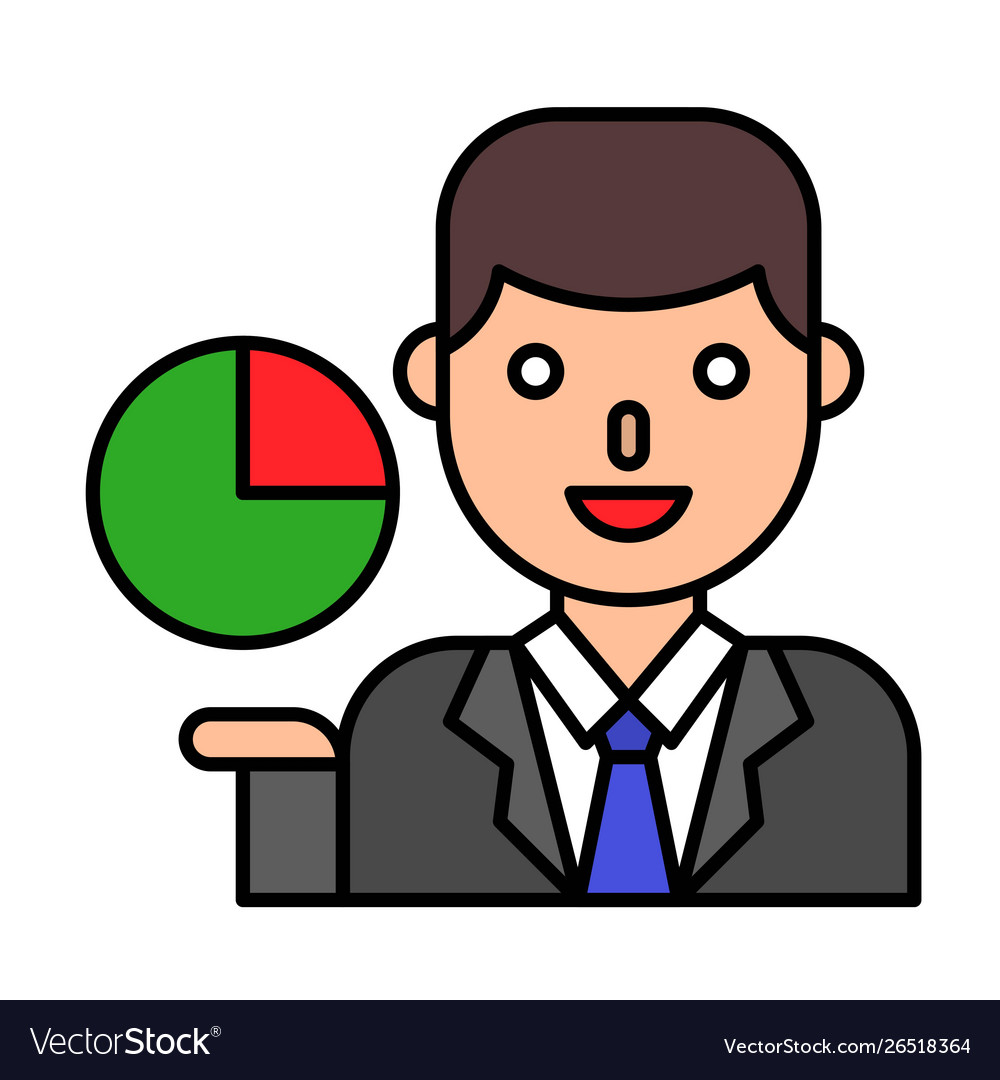 Businessman with circle chart filled style