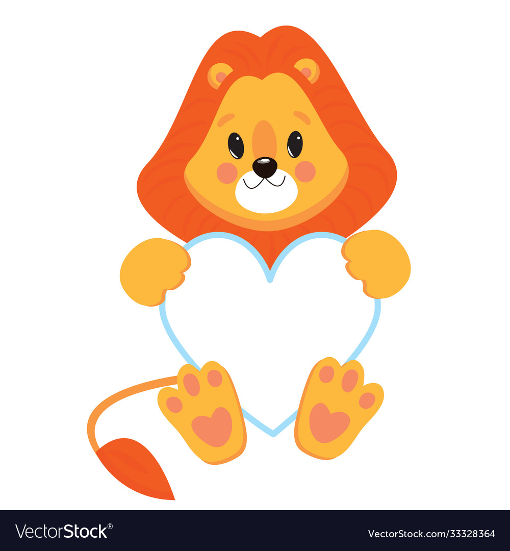 Cartoon cute little animal lion