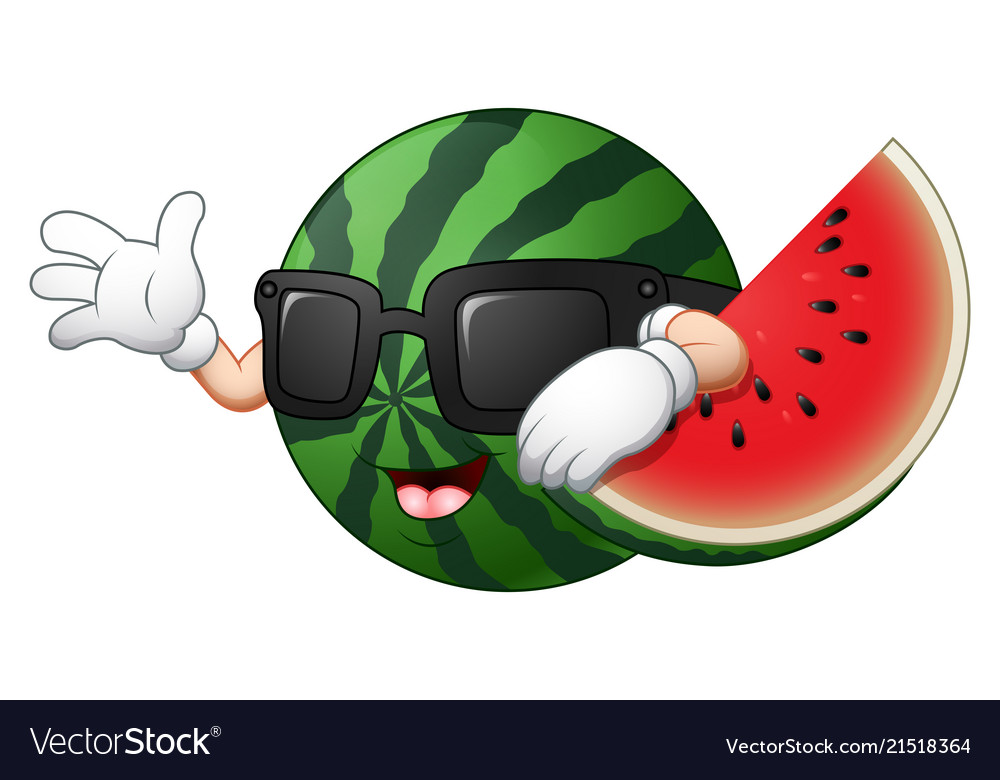 Cartoon watermelon waving hand Royalty Free Vector Image