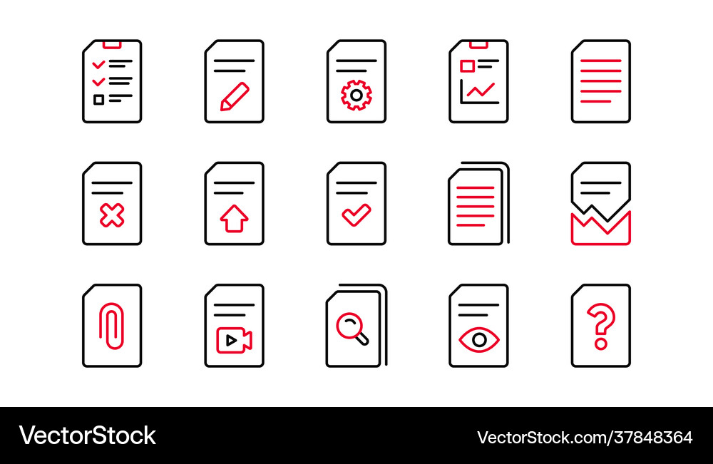 Document line icons report checklist and Vector Image