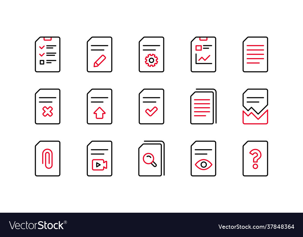 Document line icons report checklist