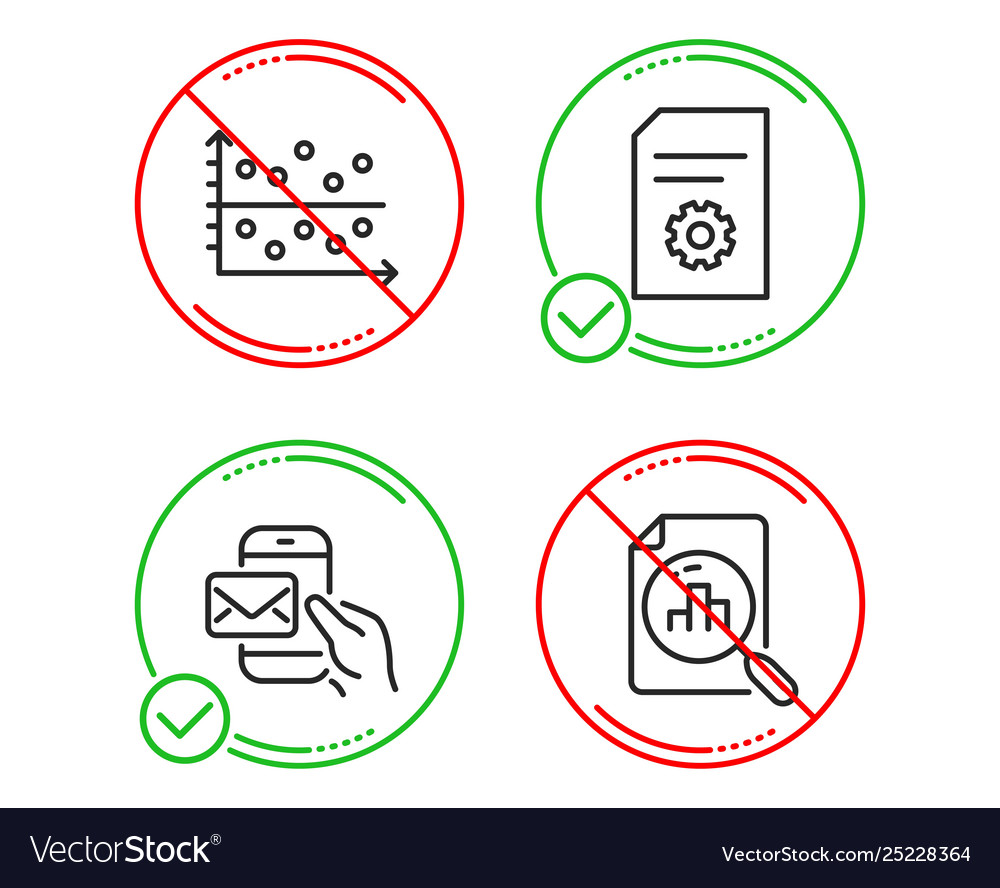 Dot plot messenger mail and file settings icons vector image Dot plot messenger mail and file settings icons