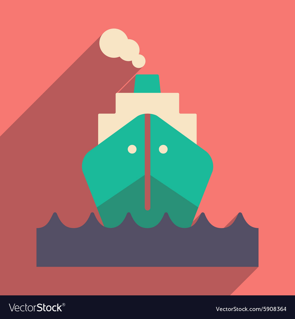 Flat with shadow icon and mobile application ship
