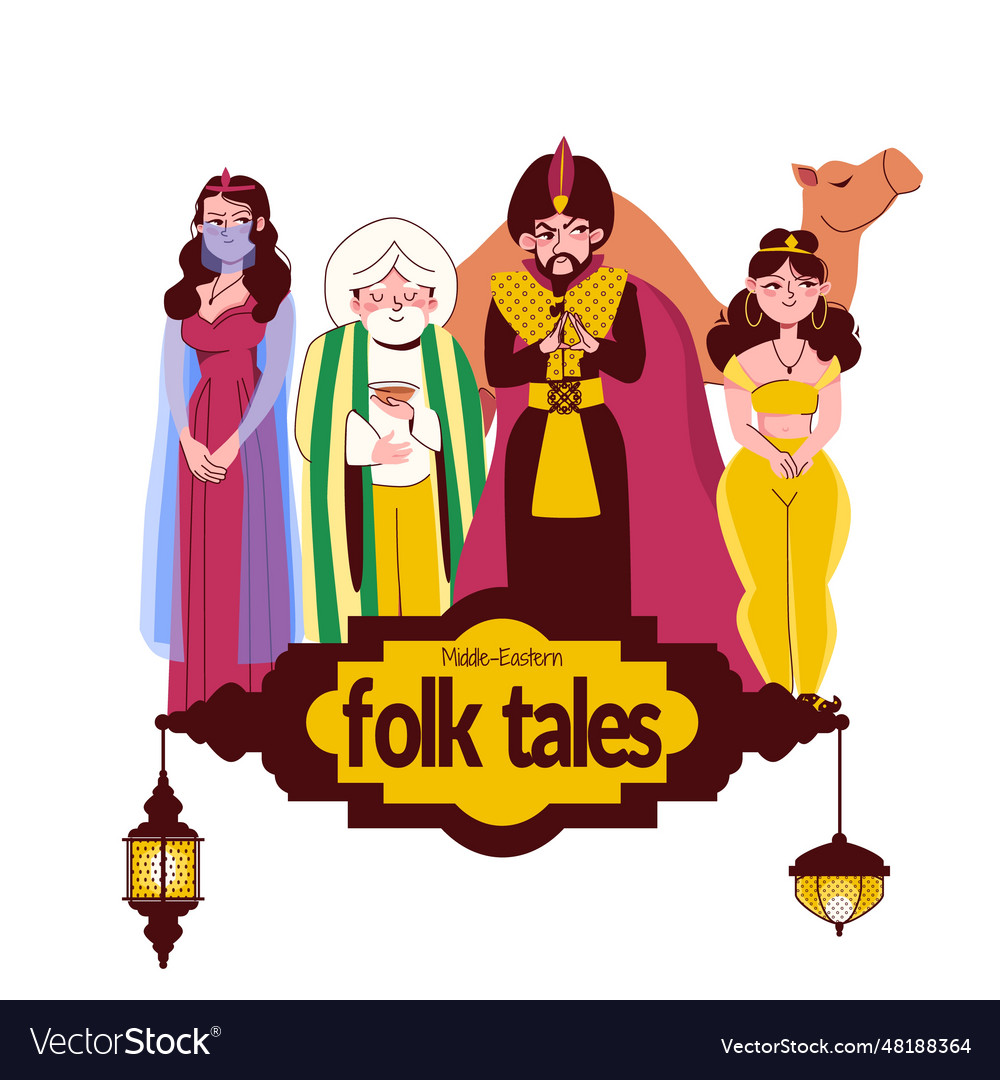 Folk tales flat cartoon Royalty Free Vector Image