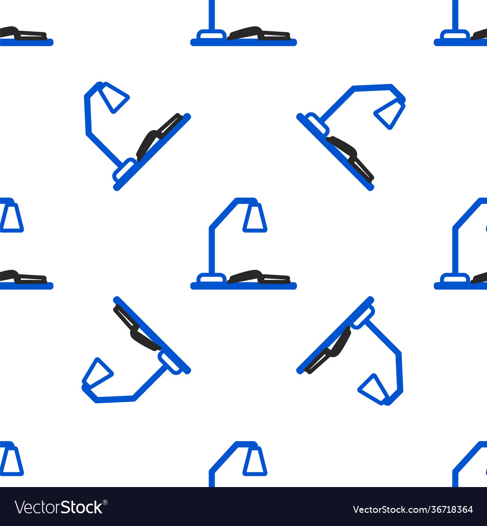 Line workplace with table lamp and open book icon vector image Line workplace with table lamp and open book icon