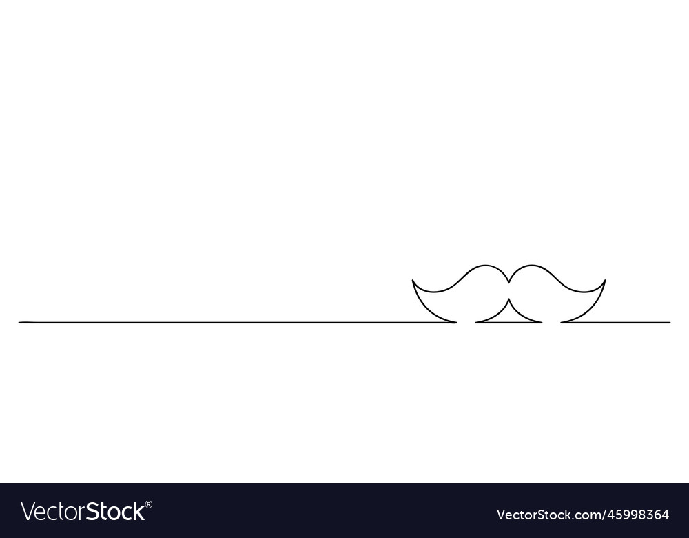 Mustache one line art male moustache lineart Vector Image