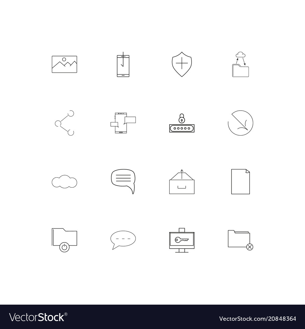 Network and database linear thin icons set