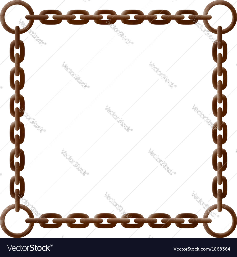 Old Rusty Chain Frame With Metal Rings Royalty Free Vector Old Rusty Chain Frame With Metal Rings Vector Image
