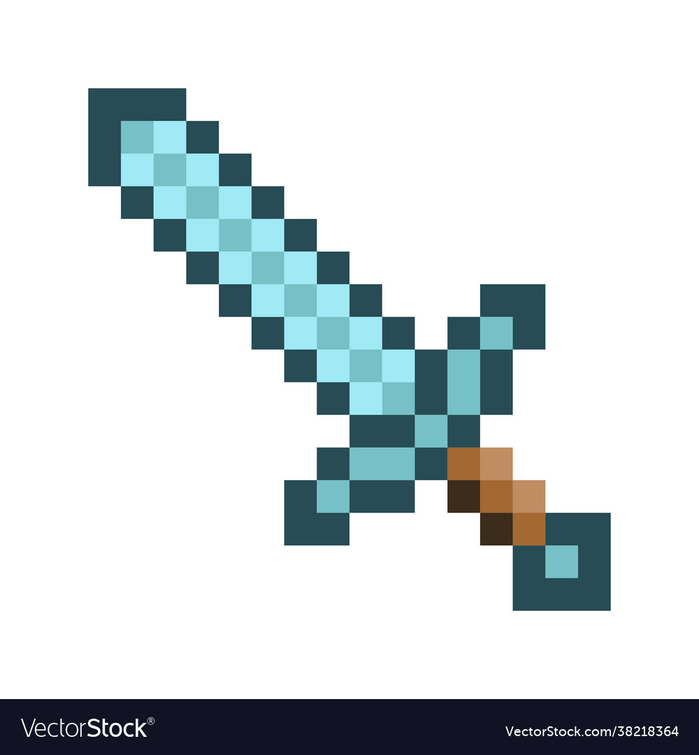 Pixel a sword image for 8 bit game assets