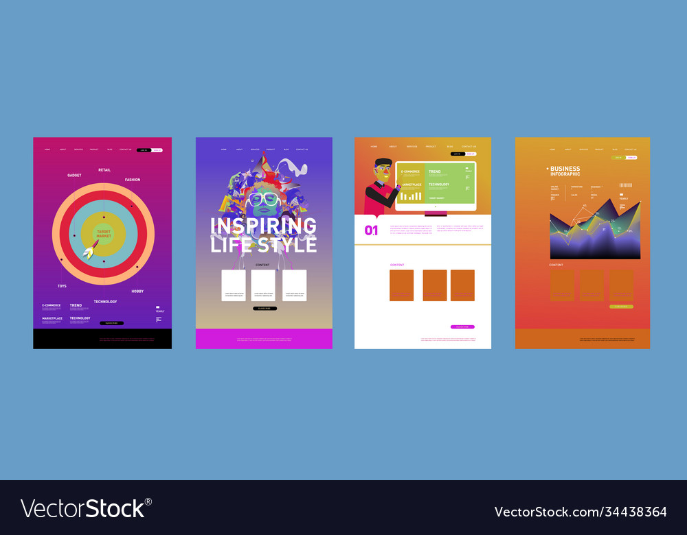 Presentation and website interface layout design Vector Image Presentation and website interface layout design