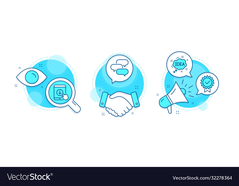 Scroll down idea and talk bubble icons set