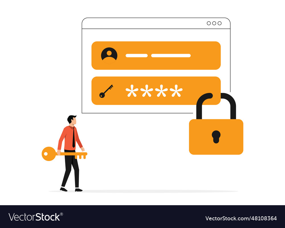 Secure login access concept businessman hold keys Vector Image Secure login access concept businessman hold keys