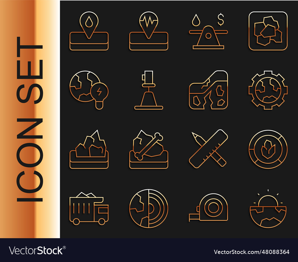 Set line earth core structure crust soil analysis vector image Set line earth core structure crust soil analysis