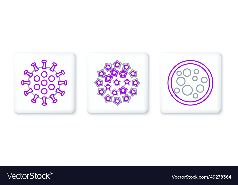 Set line virus and icon Vector Image Set line virus and icon