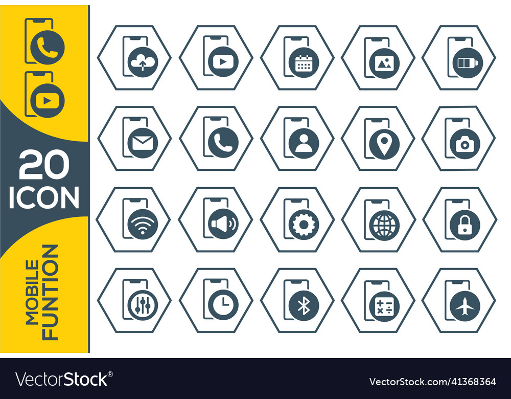 Smart-phone functions and apps icon set
