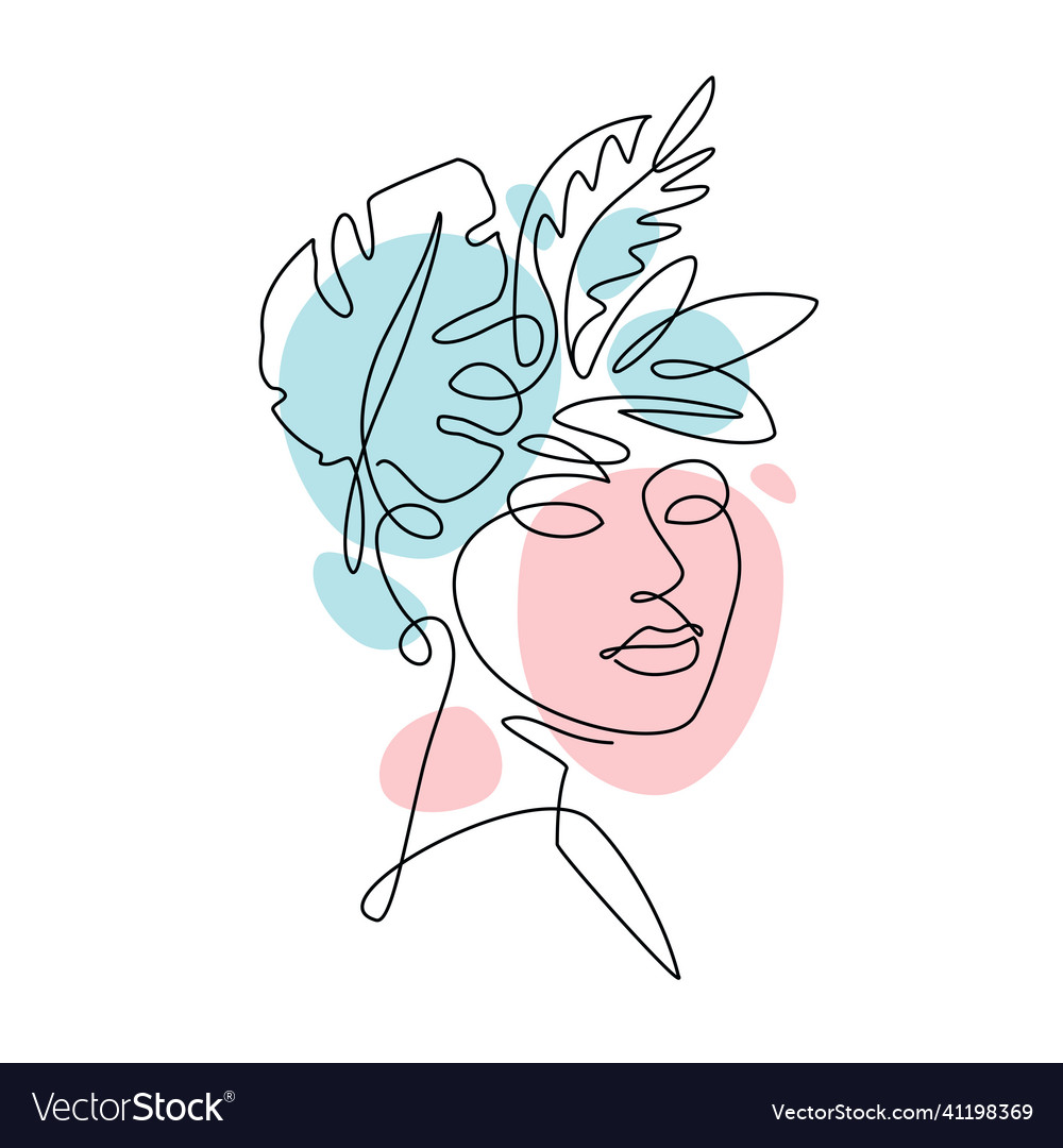 Beautiful female fashion face with flowers Vector Image