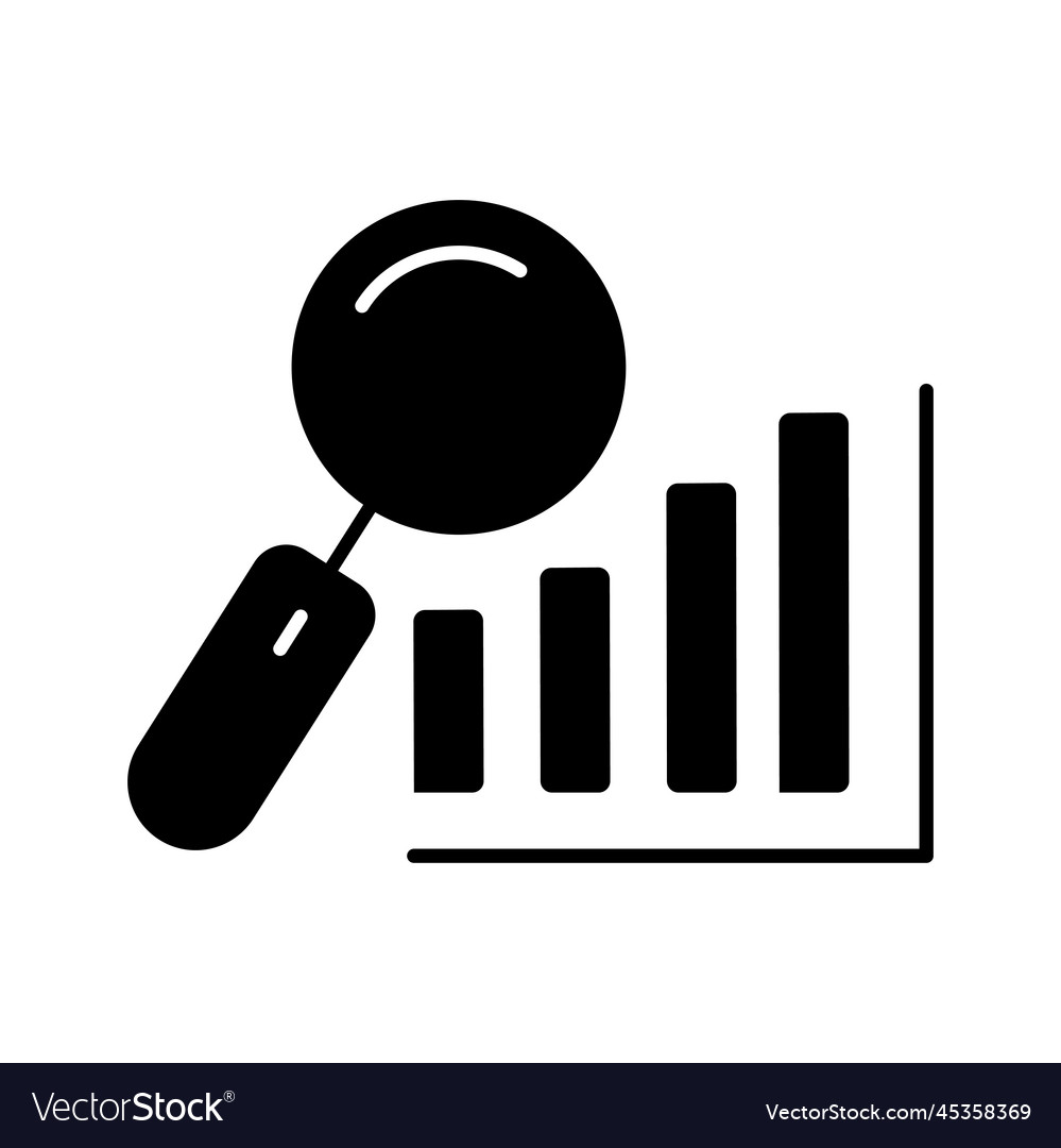 Chart icon with search suitable for analyst
