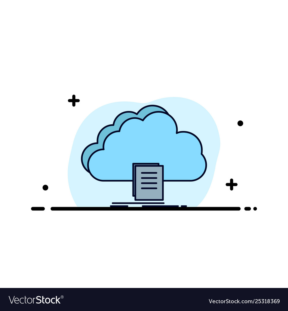 Cloud access document file download flat color vector image Cloud access document file download flat color