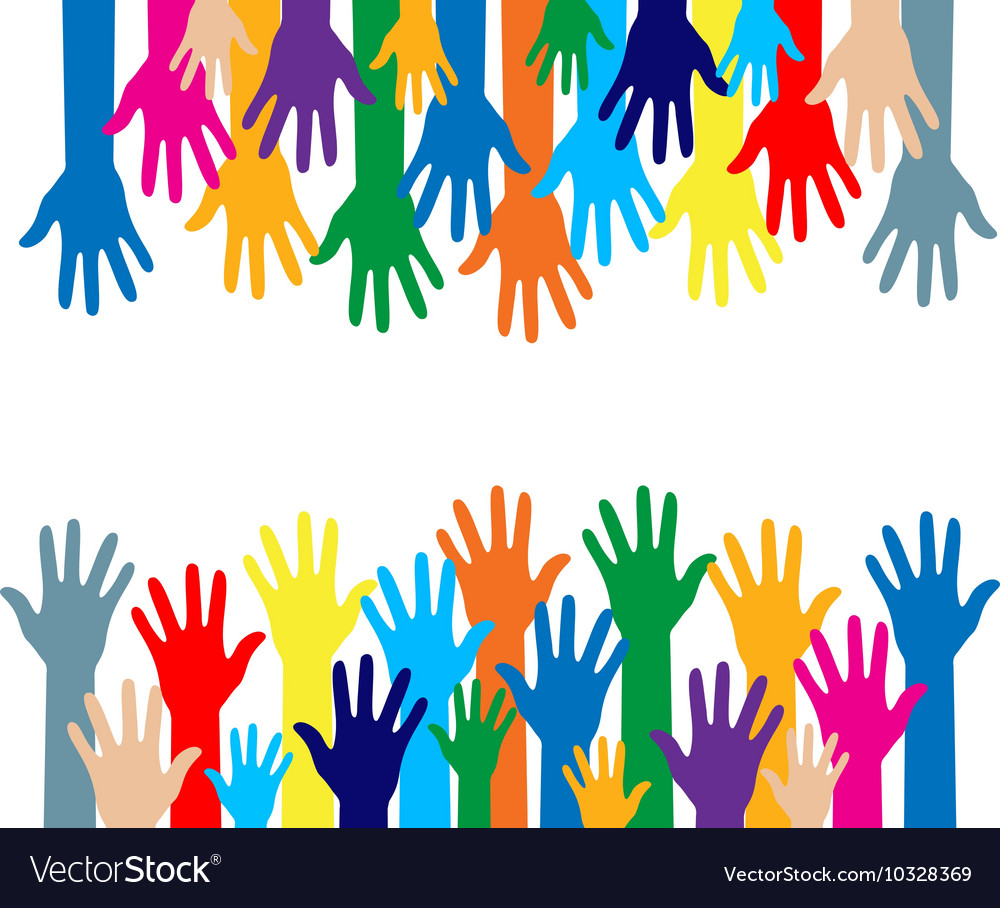 Colorful silhouette hands over white background Vector Image