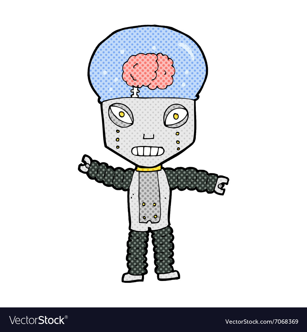 Comic cartoon future robot Royalty Free Vector Image