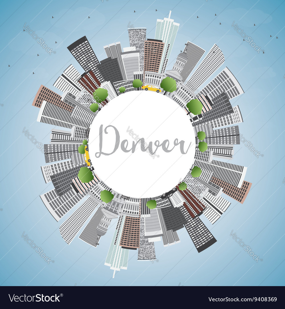 Denver skyline with gray buildings Royalty Free Vector Image