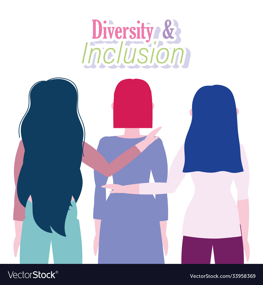 Diversity and inclusion back view female group Vector Image