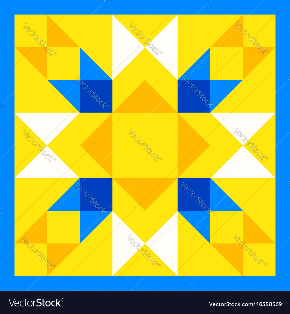 Geometric star pattern barn quilt block patchwork Vector Image