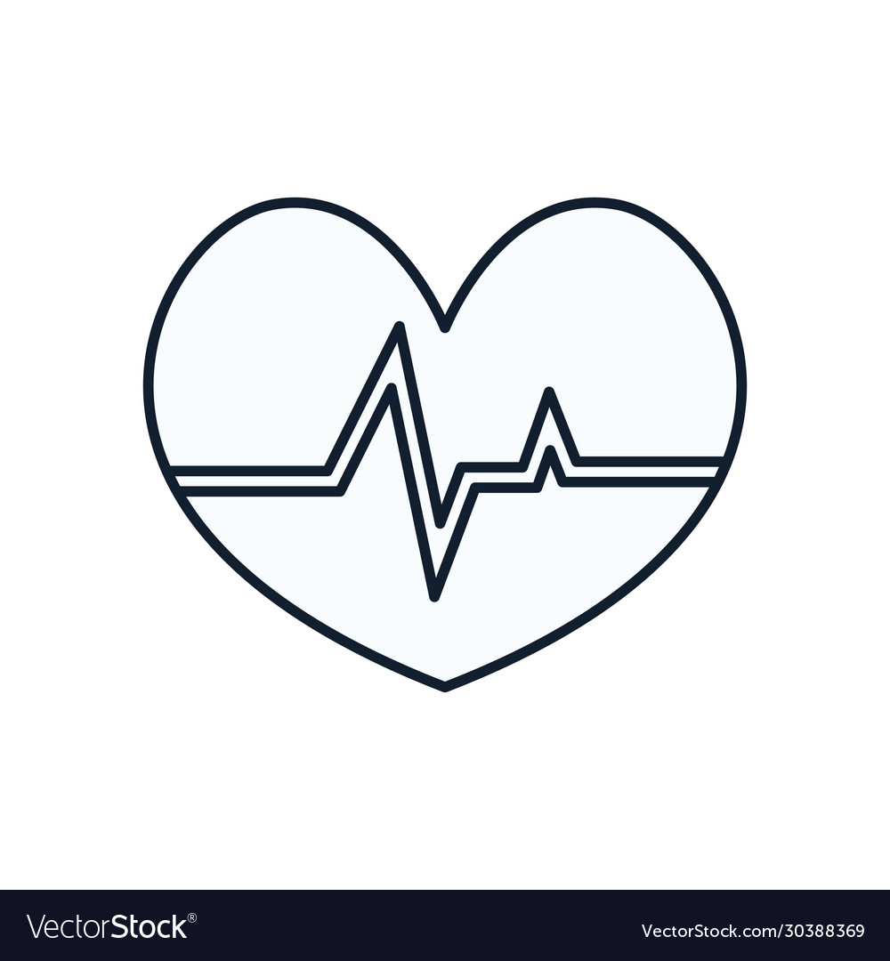 Heart with pulse line style icon design