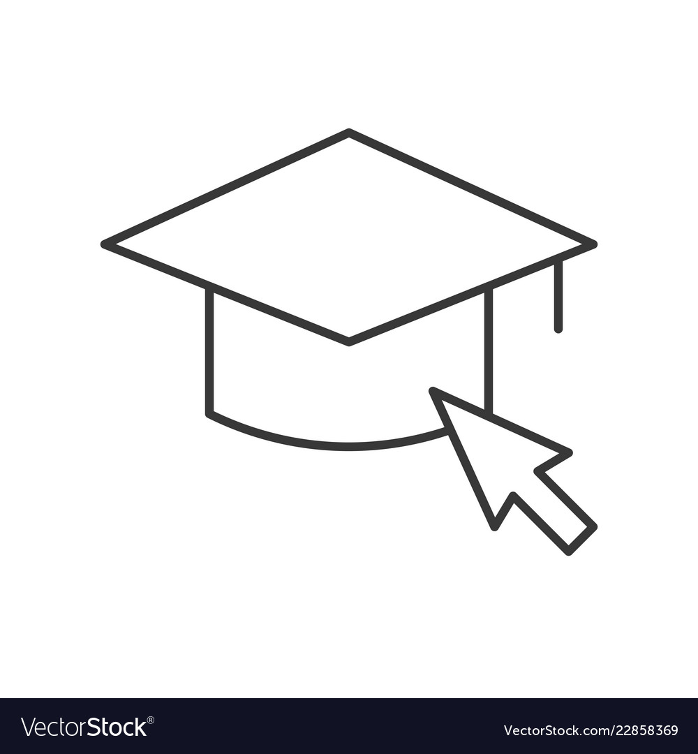 Mouse cursor arrow and square academic cap