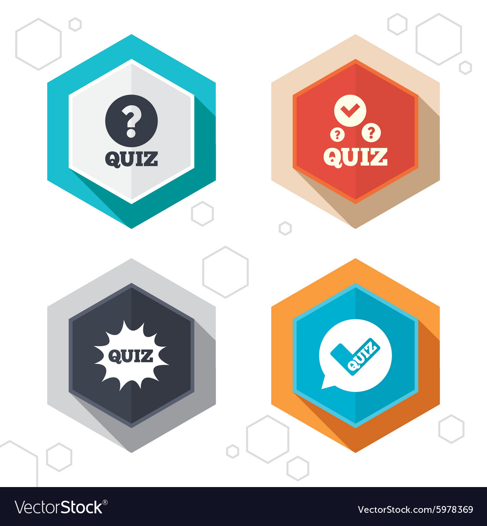 Quiz icons speech bubble with check mark symbol