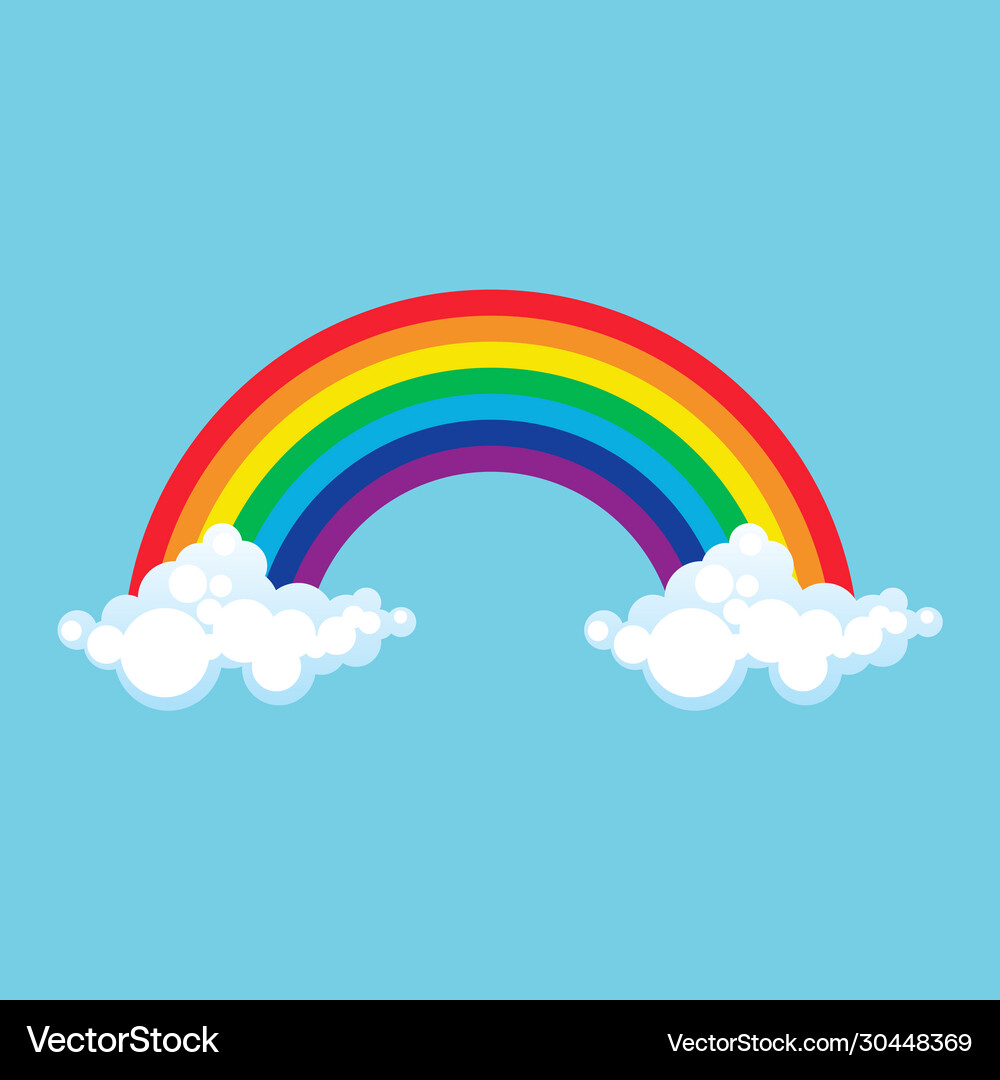 Rainbow with clouds isolated Royalty Free Vector Image