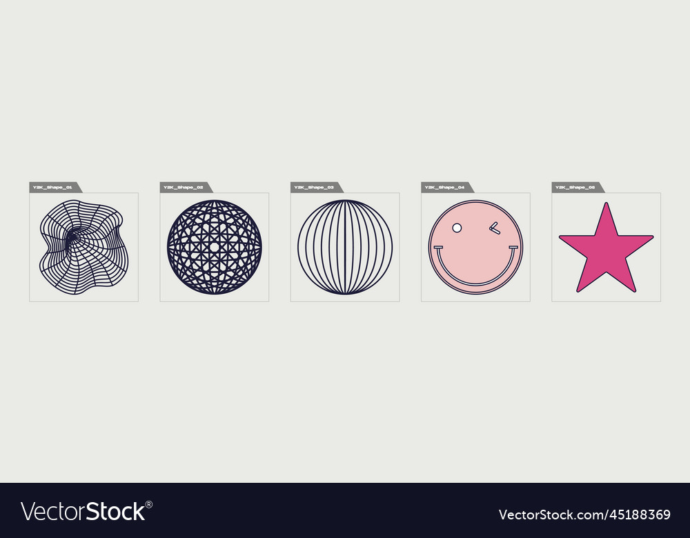 Set of y2k style objects brutalism