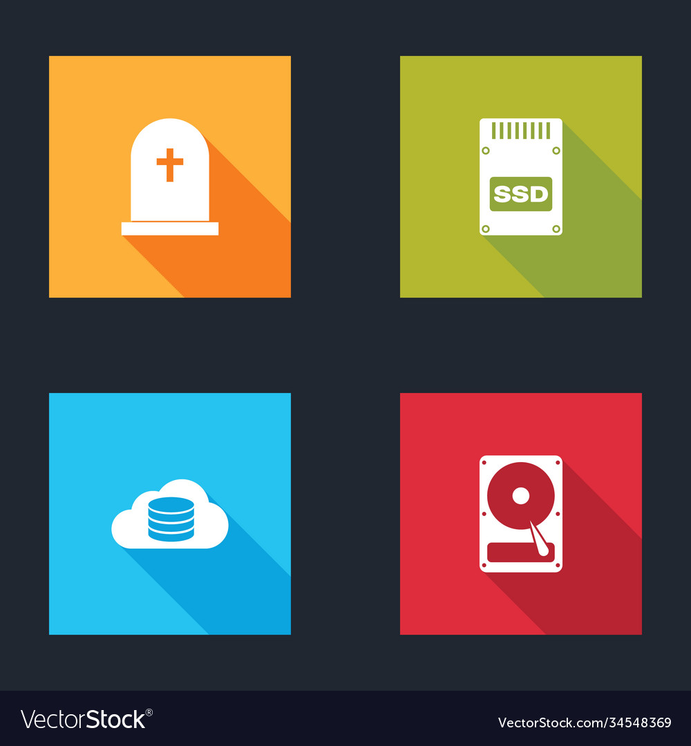 Set tombstone with cross ssd card cloud database Vector Image Set tombstone with cross ssd card cloud database