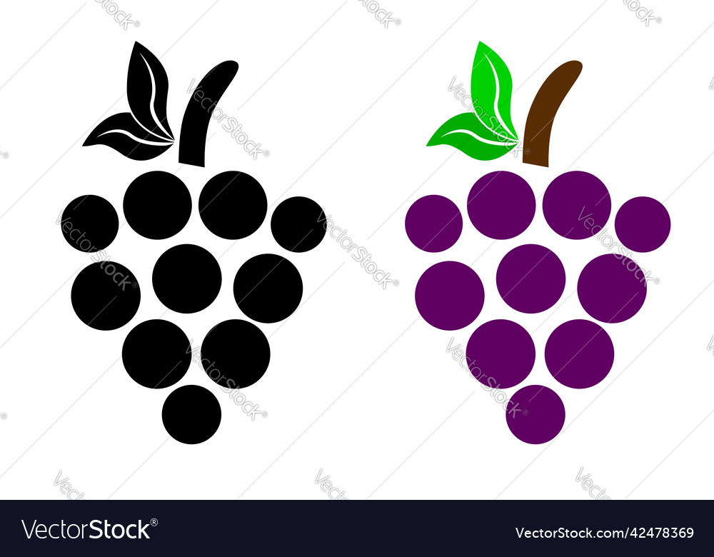 Simple set 2 grape isolated on white
