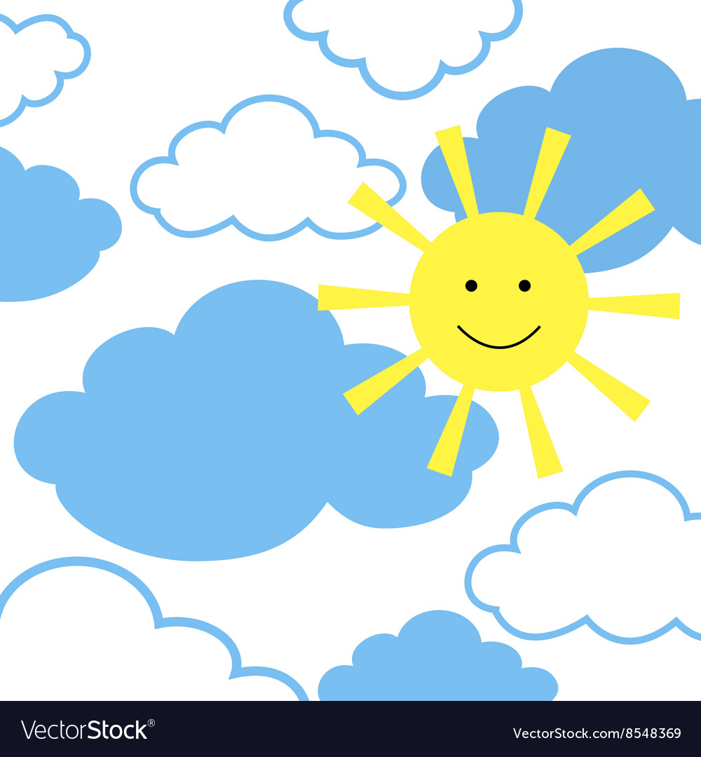 Sun with clouds Royalty Free Vector Image - VectorStock