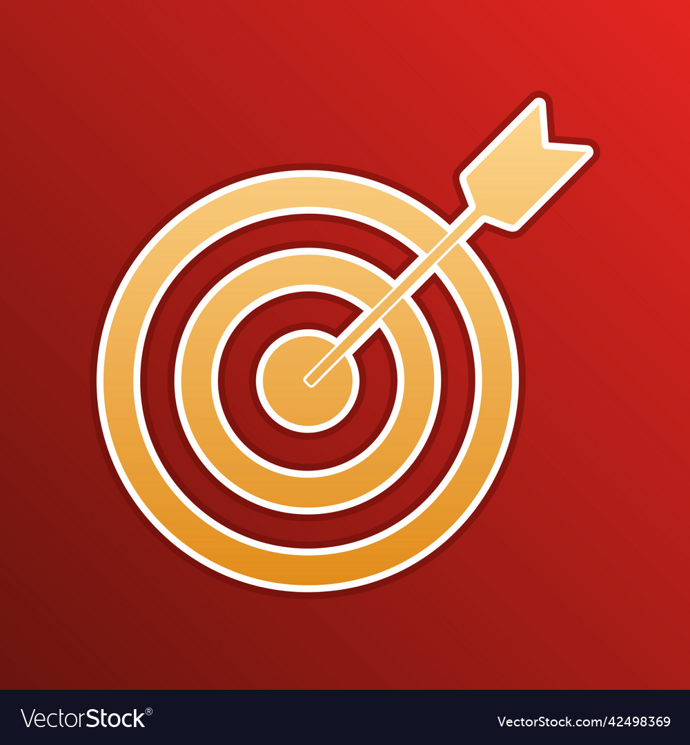 Target with dart golden gradient icon