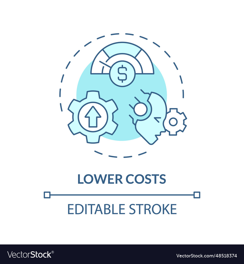 2d thin linear blue lower costs icon