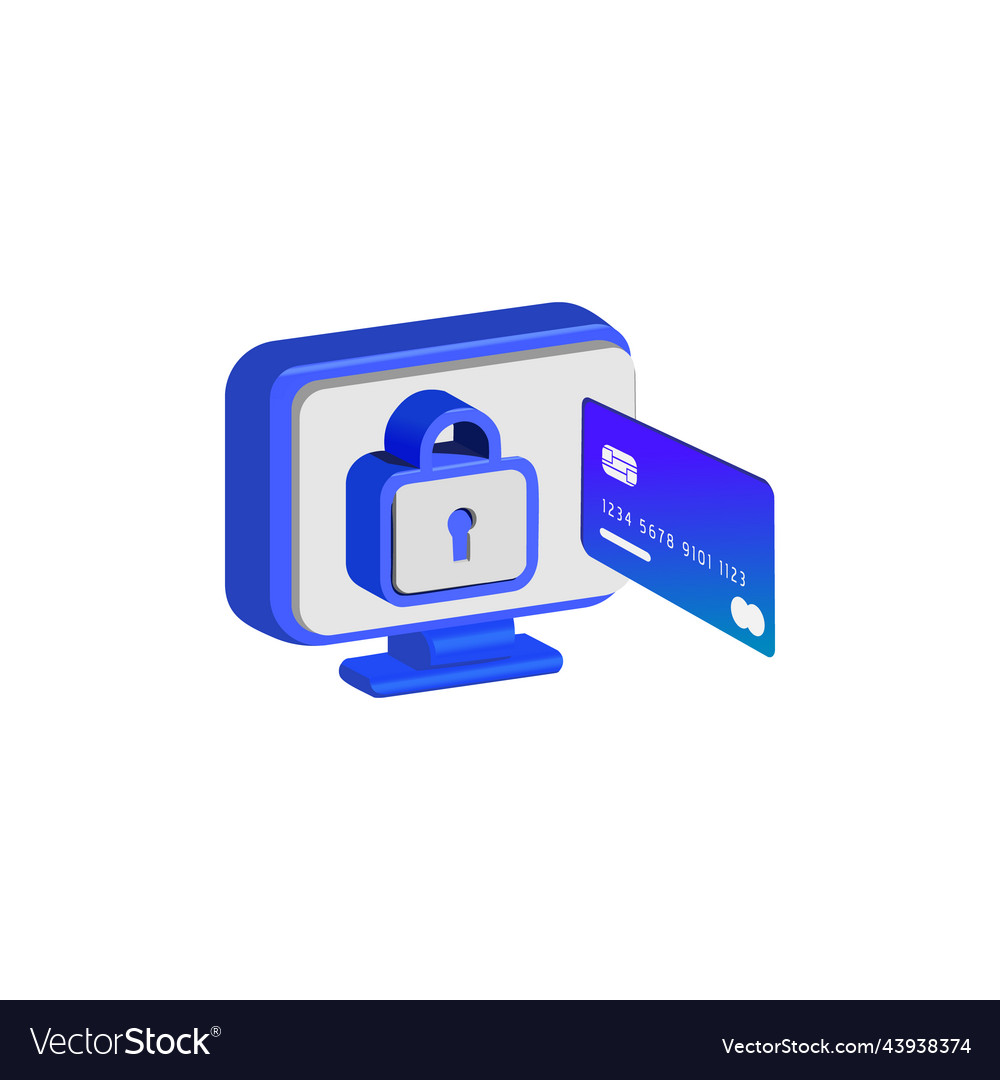 3d computer with credit card security design