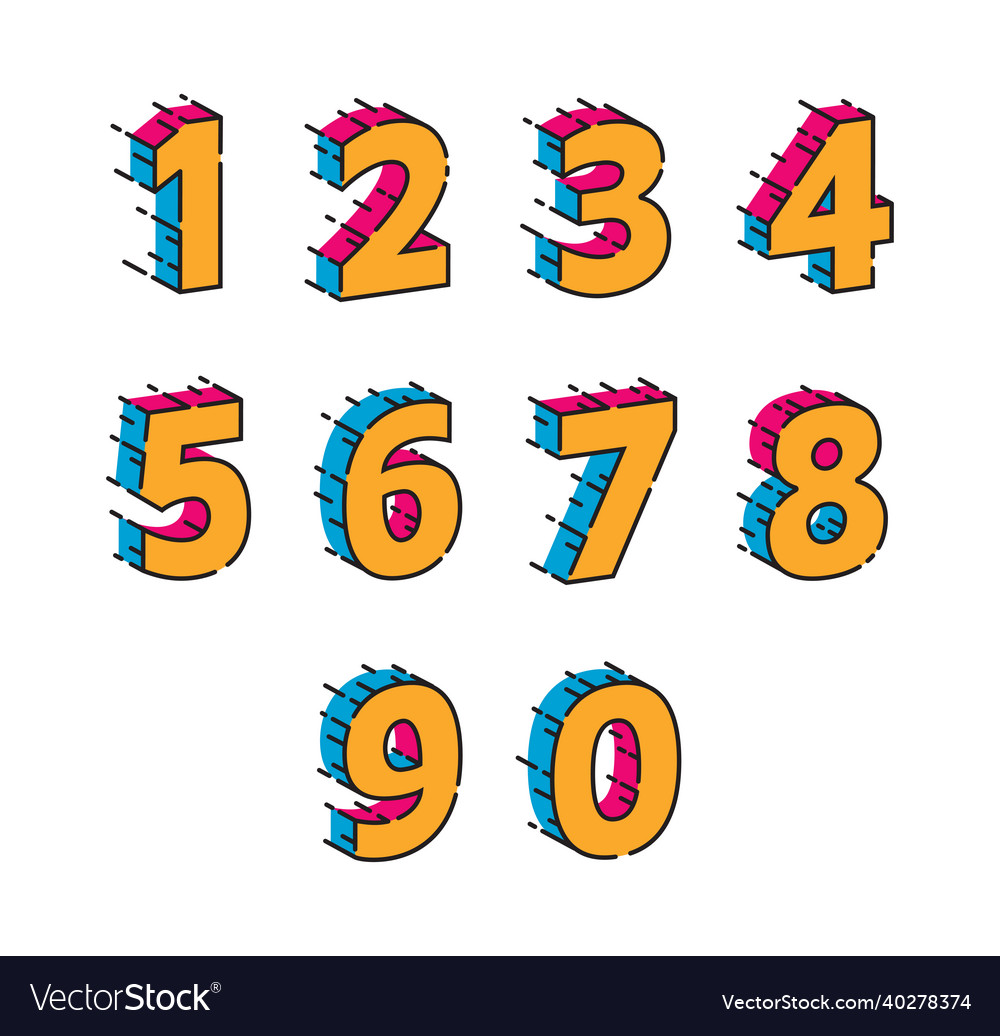 3d number template free