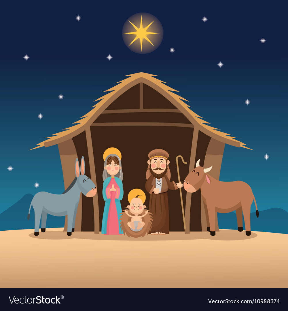 Baby jesus mary and joseph design Royalty Free Vector Image