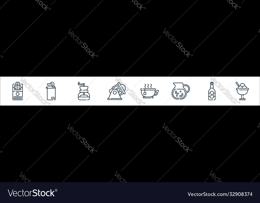 Bar line icons linear set quality vector image Bar line icons linear set quality