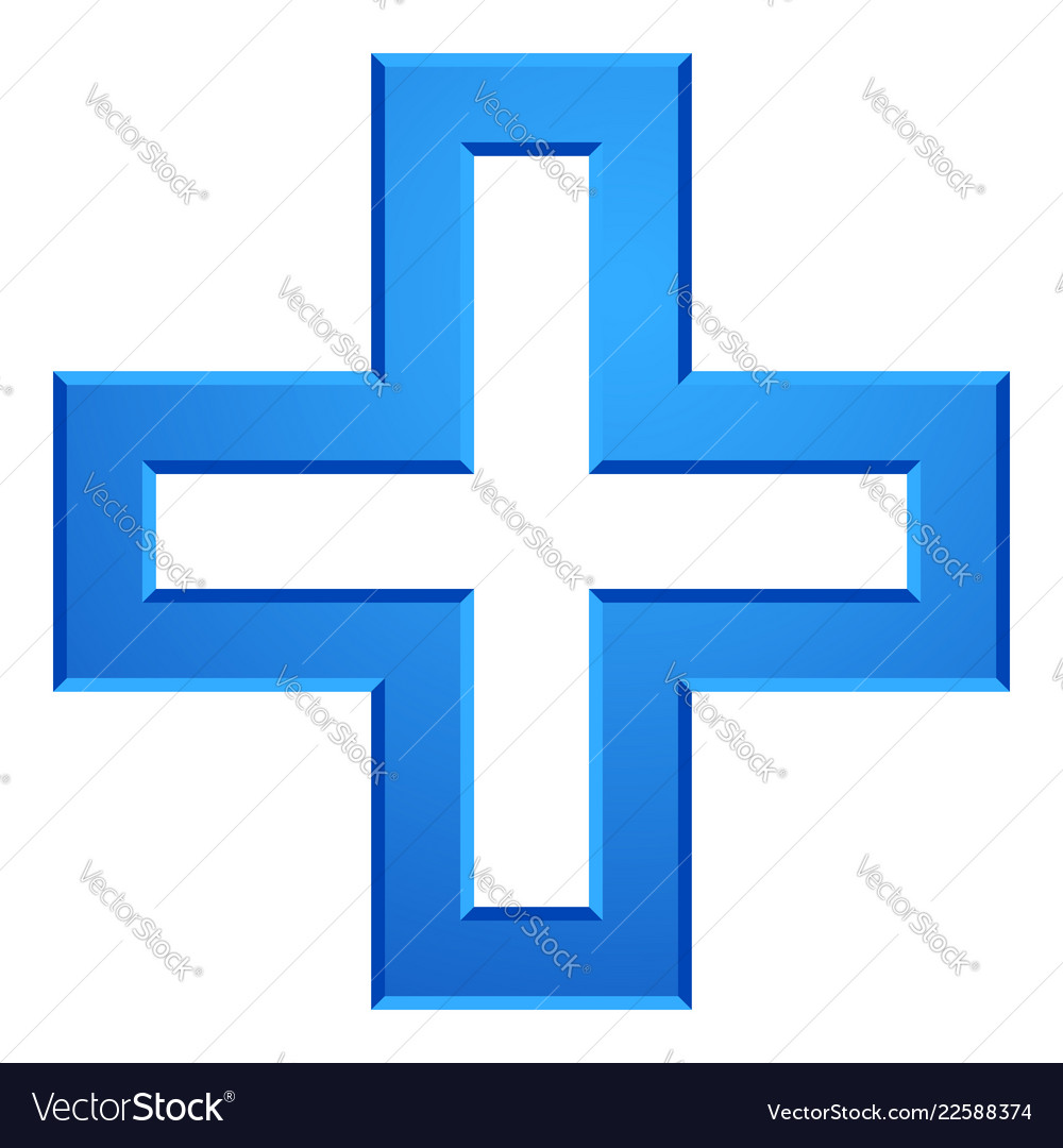 Bright cross as healthcare first aid icon or logo