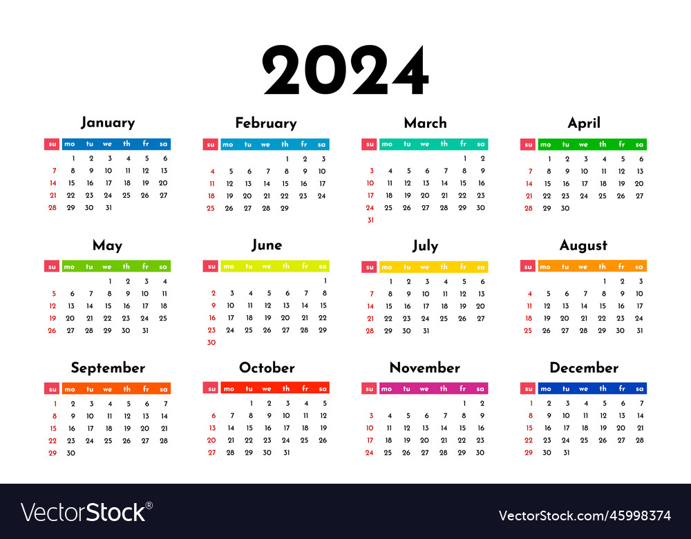 Calendar for 2024 isolated on a white background Vector Image