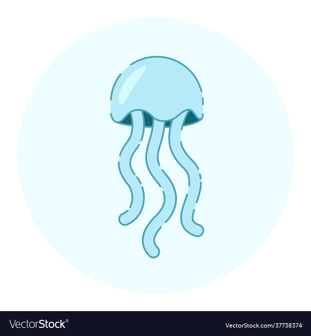 Cute jellyfish flat cartoon Royalty Free Vector Image