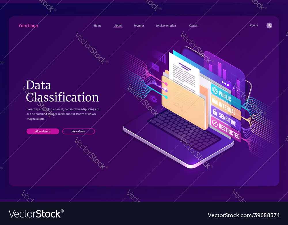 Data classification banner Royalty Free Vector Image
